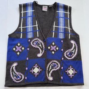 Vintage Tan Jay Plaid and Paisley Sweater Vest